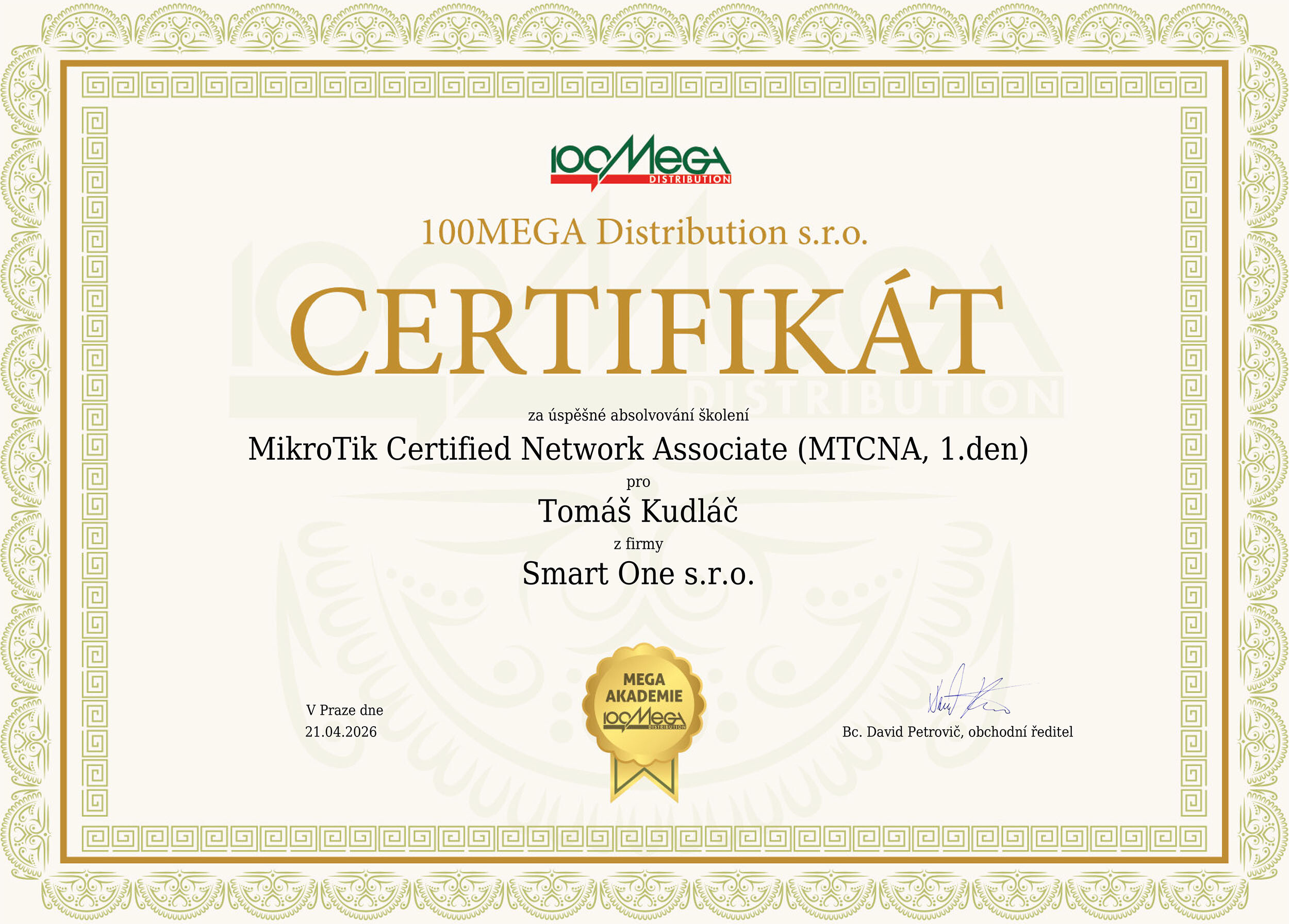 TKU-Certifikat-MCNA Smart One - externí správa IT